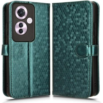 GS Preklopna futrola za Oppo Reno 11F 5G, novčanik u obliku romboidnog uzorka, zelena