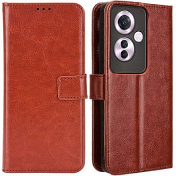 GS Preklopna futrola za Oppo Reno 11F 5G, novčanik Crazy Horse, smeđa
