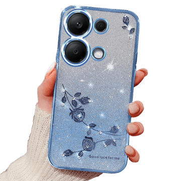 GS Futrola za Xiaomi Redmi Note 13 Pro 4G / Poco M6 Pro 4G, svjetlucavi cvijet, plava