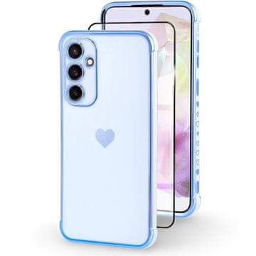 GS Futrola za Samsung Galaxy A35 5G, Elektro srce, plava + keramičko staklo s punim ljepilom