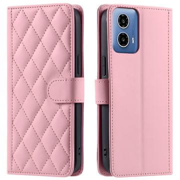 Overboard Preklopna futrola za Motorola Moto G24 / G24 Power / G04, romboidna kožna crossbody maskica, ružičasto zlatna