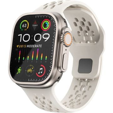 GS Silikonski remen za Apple Watch 1/2/3/4/5/6/7/8/9/10/11/SE Ultra 1/2/3 42/44/45/46/49 mm, bež