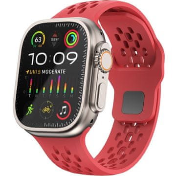 GS Silikonski remen za Apple Watch 1/2/3/4/5/6/7/8/9/10/11/SE Ultra 1/2/3 42/44/45/46/49mm, crvena