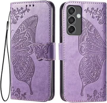 GS Preklopna futrola za Samsung Galaxy M55 5G, leptir, ljubičasta