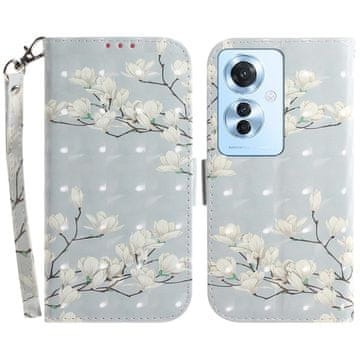 GS Preklopna futrola za Oppo Reno 11F 5G, novčanik, siva boja cvijeća magnolije