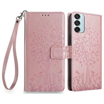 GS Preklopna maskica za Samsung Galaxy M15 5G, boja drveta, roza