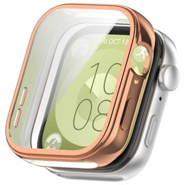 GS 2-u-1 futrola sa zaštitnom folijom za Huawei Watch Fit 3, ružičasto zlatna
