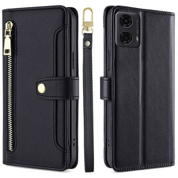 GS Preklopna futrola za Motorola Moto G04 / G24 / G24 Power, novčanik s patentnim zatvaračem, crna