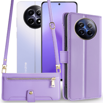GS Realme 12 preklopna futrola, novčanik s patentnim zatvaračem, ljubičasta
