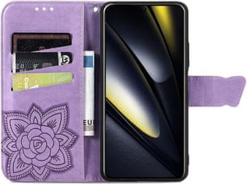 GS Preklopna futrola za Xiaomi Poco F6, leptir, ljubičasta