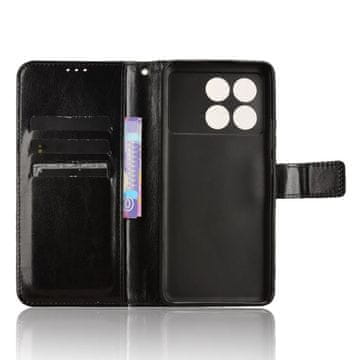 GS Preklopna futrola za Xiaomi Poco F6 Pro, novčanik Crazy Horse, crna