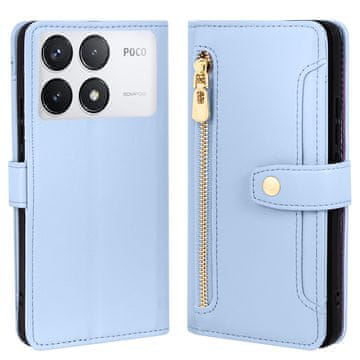 GS Preklopna futrola za Xiaomi Poco F6 Pro, novčanik s patentnim zatvaračem, plava
