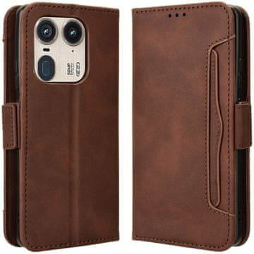 GS Preklopna futrola za Motorola Edge 50 Ultra, utor za karticu, smeđa
