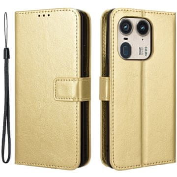 GS Motorola Edge 50 Ultra preklopna maskica, novčanik Crazy Horse, zlatna