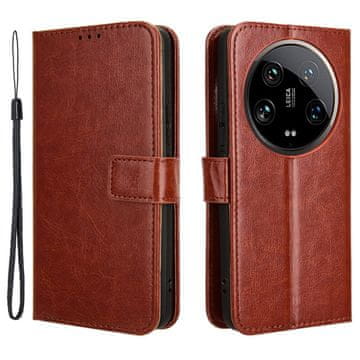 GS Preklopna futrola za Xiaomi 14 Ultra, novčanik Crazy Horse, smeđa