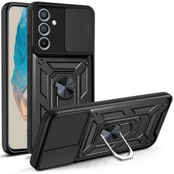 GS Futrola + 3D oklopljeno kaljeno staklo za Samsung Galaxy M35, CamShield Slide, crna