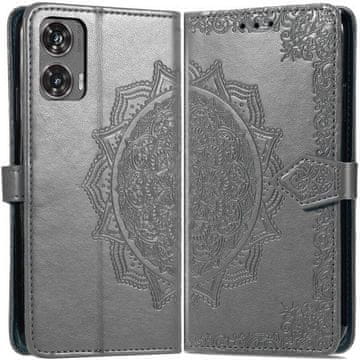 GS Preklopna futrola za Motorola Moto G85, Mandala, siva