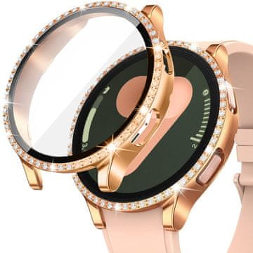 GS 2u1 futrola + kaljeno staklo za Samsung Galaxy Watch 7 44mm, ružičasto zlatna