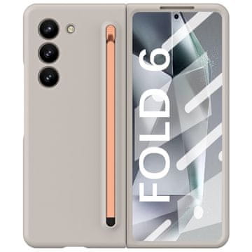 GS Maska za Samsung Galaxy Z Fold6 5G sa staklom i olovkom, siva/ružičasta