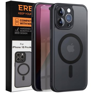 Overboard Futrola za iPhone 16 Pro Max, za MagSafe, mat futrola, crna + zaštitna folija za ekran