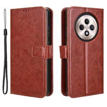 GS Preklopna futrola za Oppo Reno 12FS / 12F, novčanik Crazy Horse, smeđa