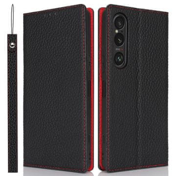 GS Kožna futrola za Sony Xperia 1 VI, zrnasta koža, crna