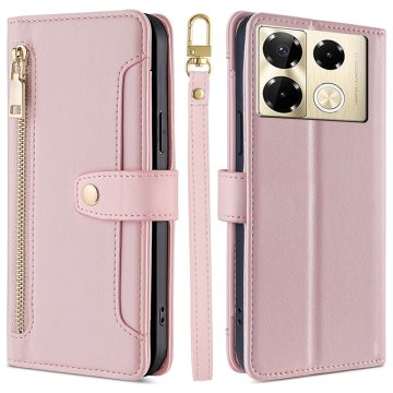 GS Infinix Note 40 Pro preklopna futrola, novčanik s patentnim zatvaračem, roza