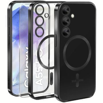 Overboard Futrola za Samsung Galaxy A55 5G, Electro MagSafe, crna + zaštitno staklo za ekran