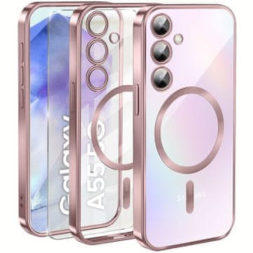 Overboard Futrola za Samsung Galaxy A55 5G, Electro MagSafe, roza + zaštitno staklo za ekran