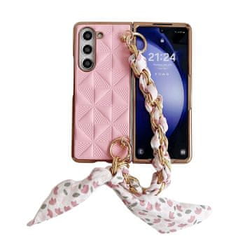 GS Futrola za Samsung Galaxy Z Fold6 5G, mrežasta koža, roza