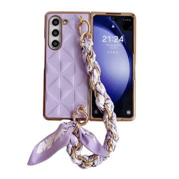 GS Futrola za Samsung Galaxy Z Fold6 5G, mrežasta koža, ljubičasta