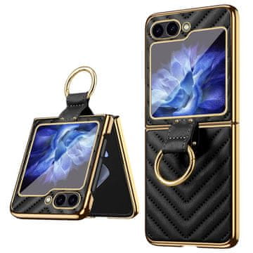 Overboard Futrola za Samsung Galaxy Z Flip7 FE / Z Flip6, kožni prsten, crna