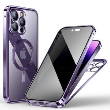 Overboard Futrola za iPhone 14 Pro, dvostruko zaštitno staklo za privatnost, kompatibilna s MagSafeom, ljubičasta