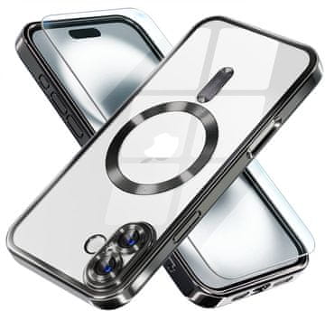 Overboard Futrola za iPhone 16 Plus, Electro MagSafe, crna + zaštitna folija za ekran