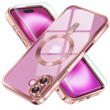 Overboard Futrola za iPhone 16 Plus, Electro MagSafe, roza + zaštitna folija za ekran