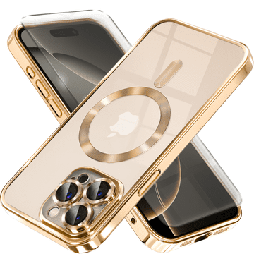 Overboard Futrola za iPhone 16 Pro, Electro MagSafe, zlatna + zaštitna folija za ekran