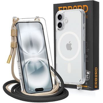 Overboard Futrola s vrpcom za iPhone 16, MagSafe, prozirna + zaštitna folija za ekran