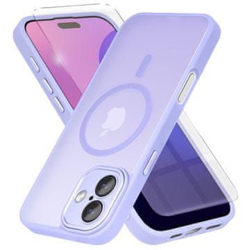 Overboard Futrola za iPhone 16 Plus, za MagSafe, mat futrola, ljubičasta + zaštitna folija za ekran