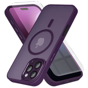 Overboard Futrola za iPhone 16 Pro Max, MagSafe, mat futrola, tamnoljubičasta + zaštitna folija za ekran