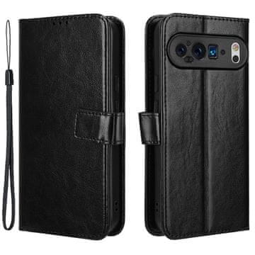 GS Crazy Horse novčanik s preklopnom futrolom za Google Pixel 9 / Google Pixel 9 Pro, crna
