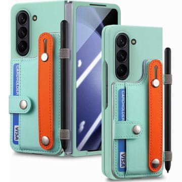 GS Kožna futrola za Samsung Galaxy Z Fold6 5G, sa stalkom i staklom, zelena