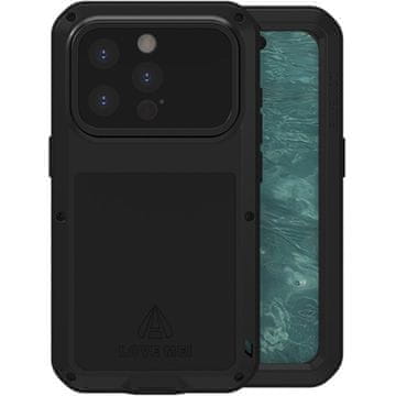 Love Mei maskica za iPhone 15 Pro, oklopljena sa staklom, crna