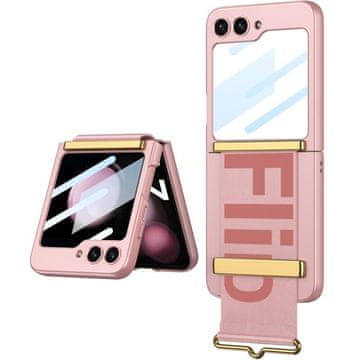 GKK futrola za Samsung Galaxy Z Flip5 5G, zaštitna navlaka s remenom, roza