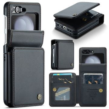 CaseMe preklopna futrola za Samsung Galaxy Z Flip5 5G, Litchi novčanik, crna