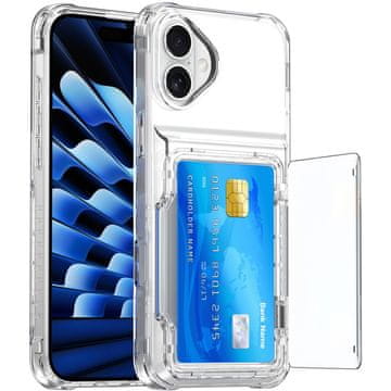 GS Futrola za iPhone 16, držač za kartice s postoljem, prozirna