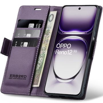 Overboard Futrola za Oppo Reno 12, sjajna liči boja , novčanik s preklopom, ljubičasta
