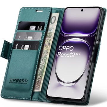 Overboard Futrola za Oppo Reno 12, sjajna liči boja , novčanik s preklopom, zelena