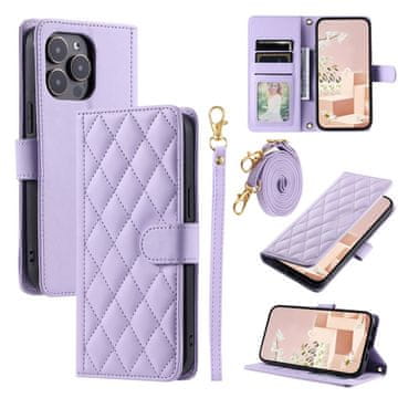 Overboard Kožna futrola za iPhone 16 Pro s romboidnim crossbody efektom, ljubičasta
