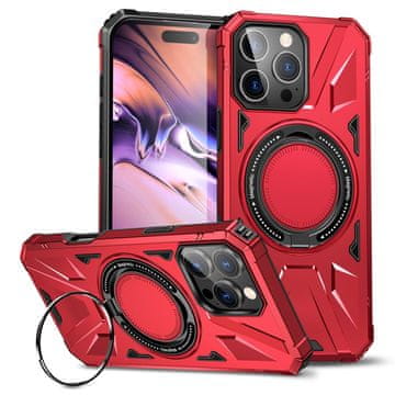 GS Futrola za iPhone 16 Pro, oklopljena sa stalkom i pločicom za držač, crvena