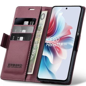 Overboard Futrola za Oppo Reno 11F, sjajna liči boja , novčanik s preklopom, crvena